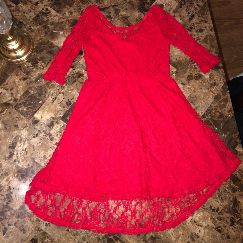 red lacy dress for young girls